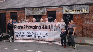Right2housing protest in September  with Cllrs Brid Smith and Tina MacVeigh highlighting scandal of empty houses while families are homeless